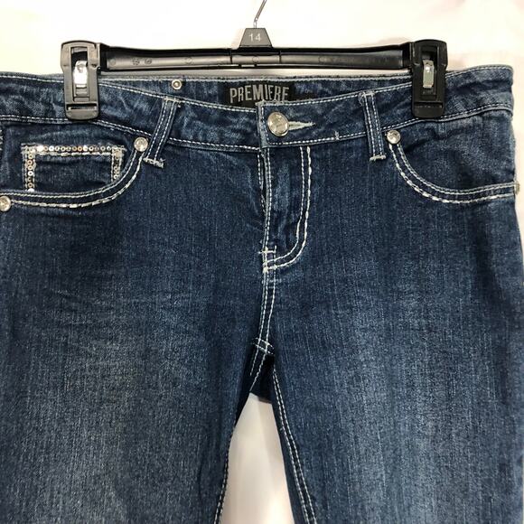 Premiere Embellished Star Jeans 5/6R Denim Bling Boot Cut Low Rise - Picture 7 of 14